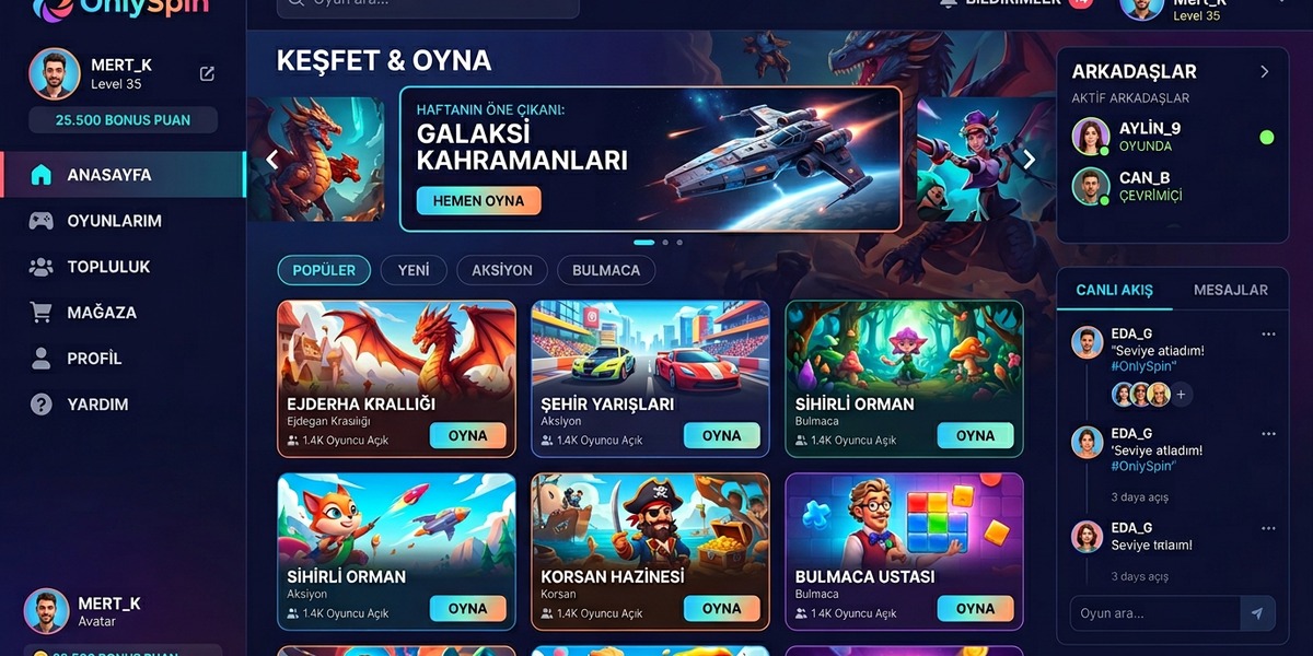 OnlySpin Platform Arayüzü